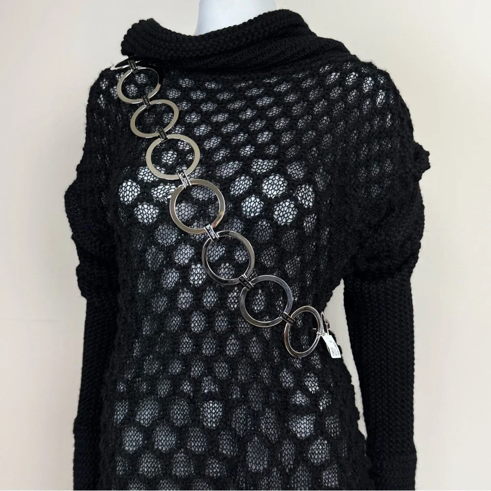 NWT St. John Silver Toned Circle Chain Link Belt Adjustable Accessory Metal